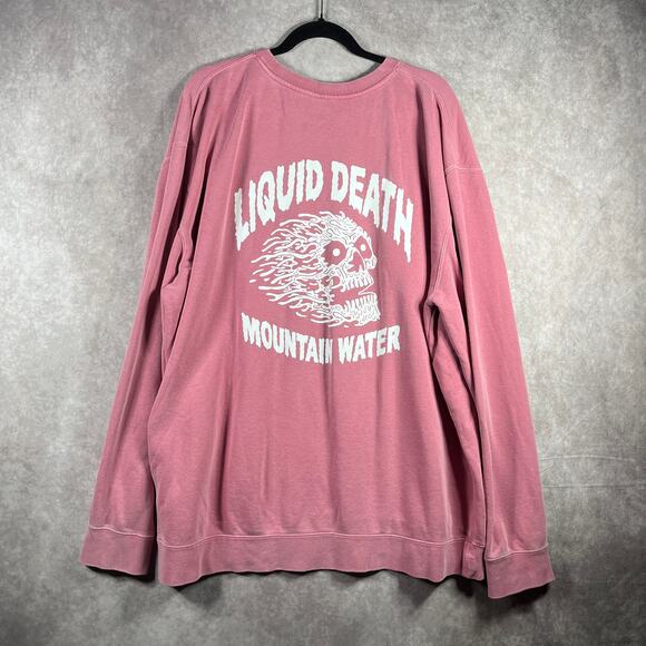 Liquid Death Instant Death Sweatshirt Mens Size XXXL 3XL Pink Pullover Crew Neck - Picture 5 of 11